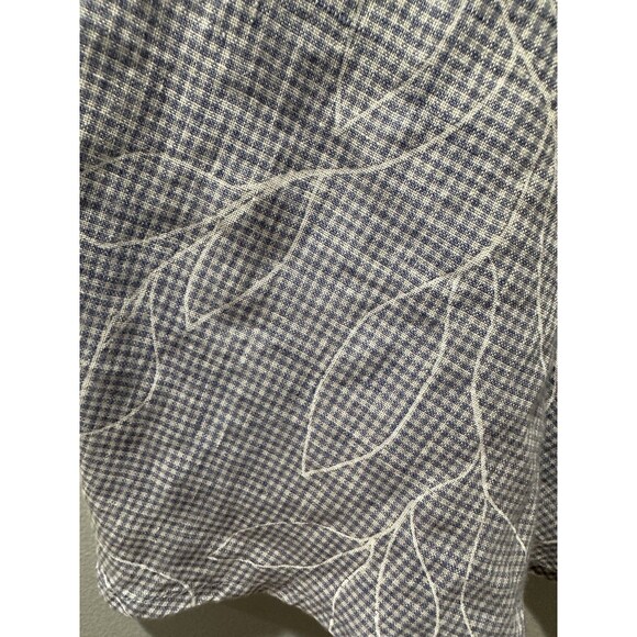 Flax 100% Linen Top Gingham Blue Check Tank Top Leaves Floral Cottagecore XS - Picture 4 of 8